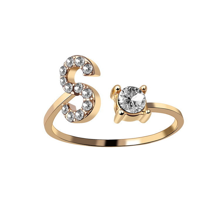 Adjustable Initial Letter Ring - Personalized A-Z Alphabet Jewelry for Women
