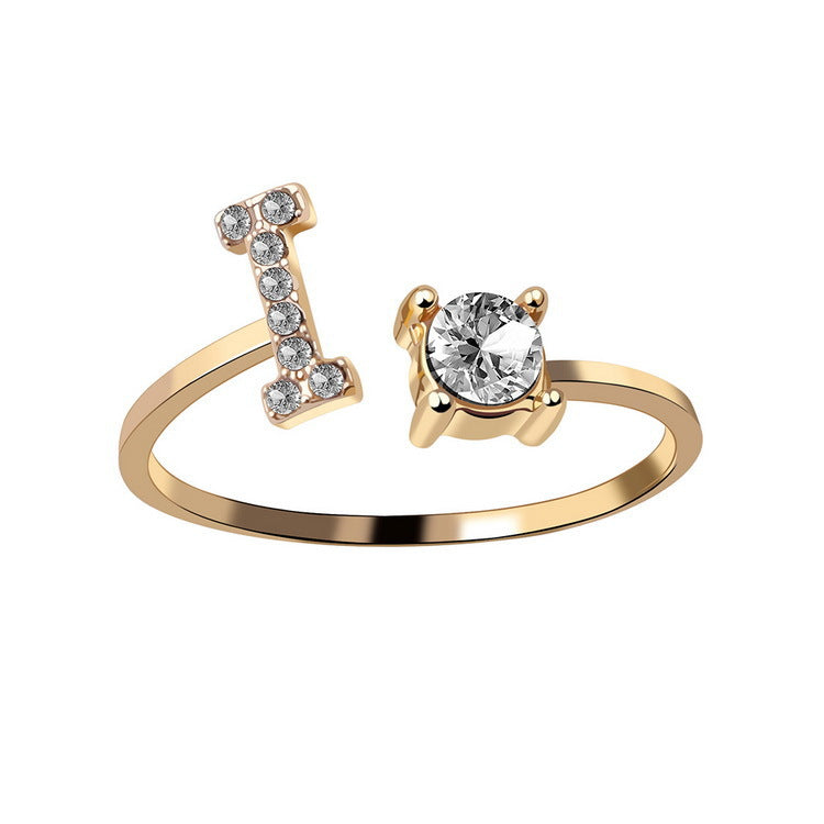 Adjustable Initial Letter Ring - Personalized A-Z Alphabet Jewelry for Women