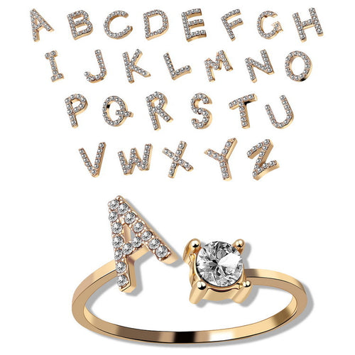 Adjustable Initial Letter Ring - Personalized A-Z Alphabet Jewelry for Women