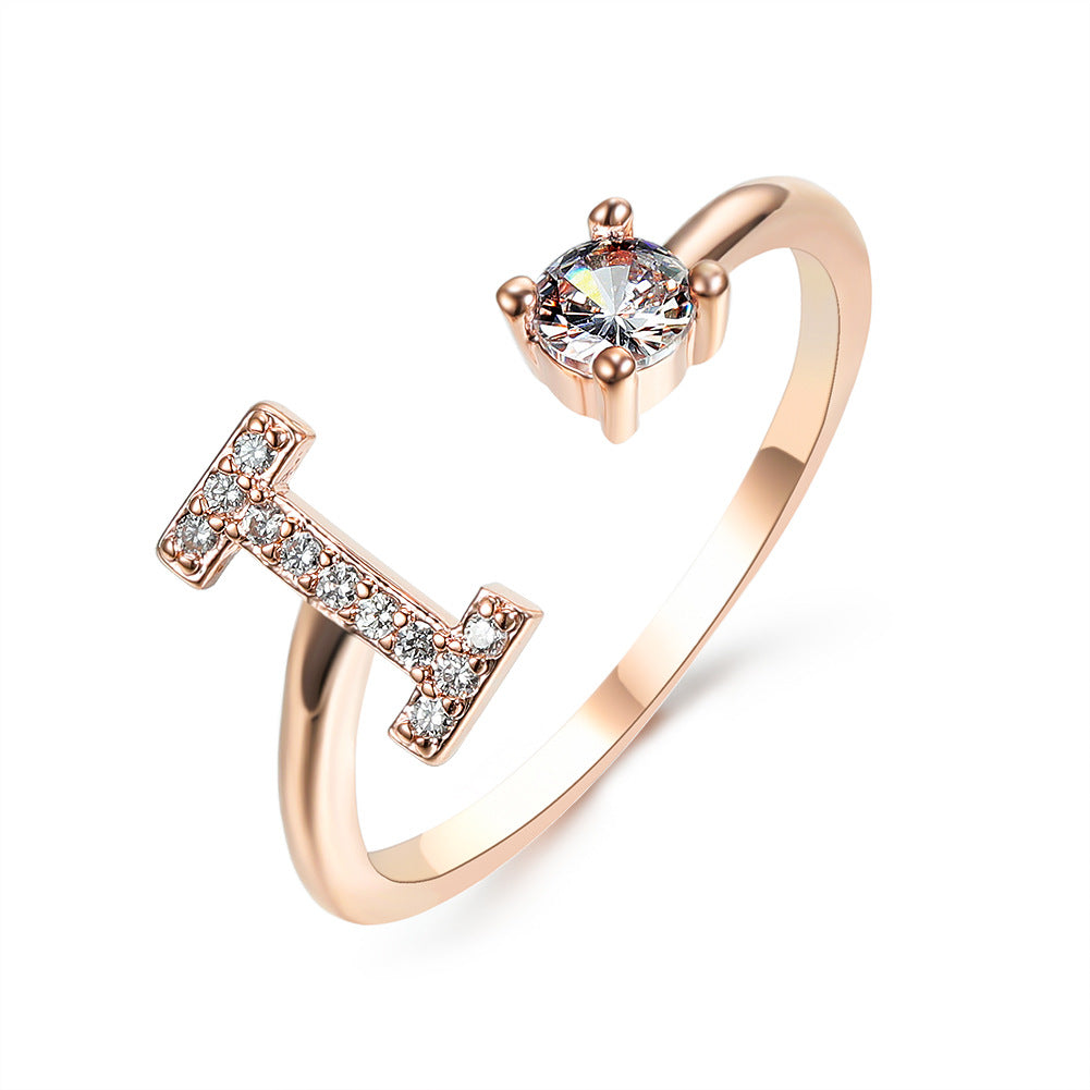 Adjustable Initial Letter Ring - Personalized A-Z Alphabet Jewelry for Women