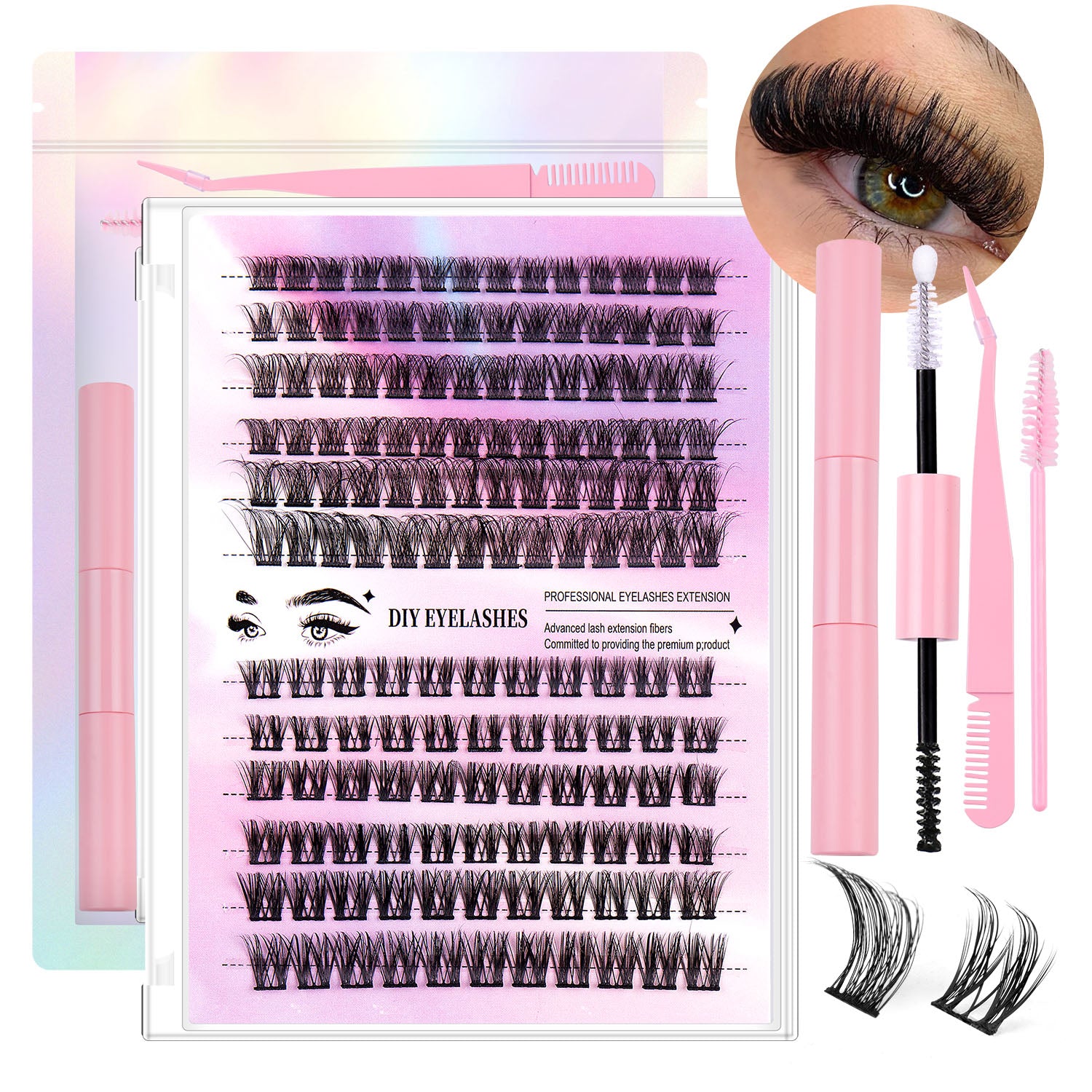 Cluster Lashes 150 Pieces - DIY Lash Extensions Individual Segments (12 Rows)