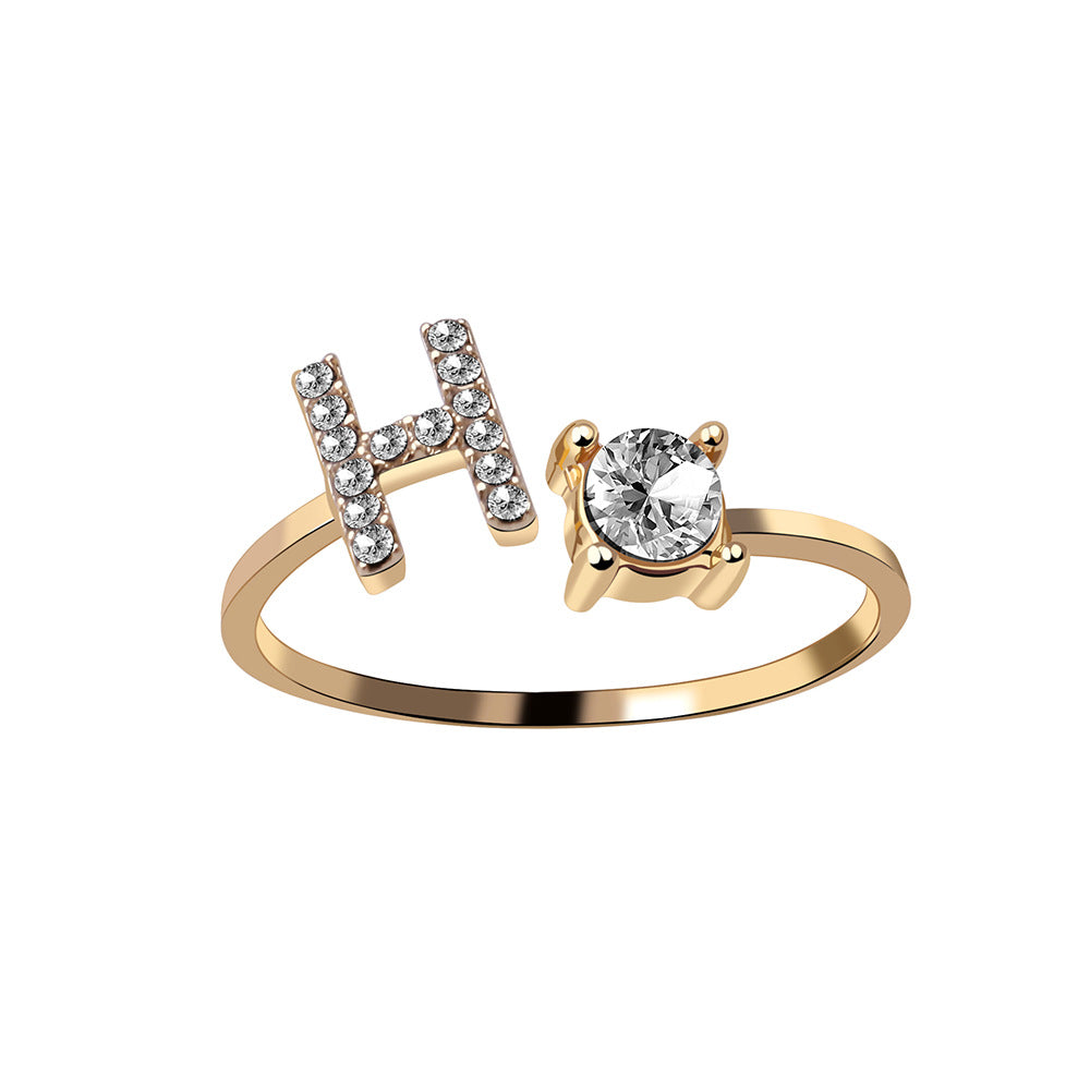Adjustable Initial Letter Ring - Personalized A-Z Alphabet Jewelry for Women