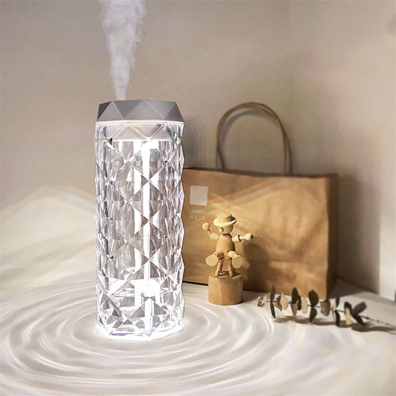 Crystal Lamp Air Humidifier - Touch Control LED Night Light with Mist Maker